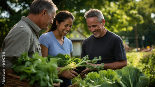 Volunteers nurture garden together.