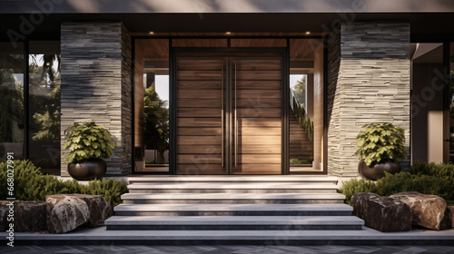 The entrance of the new luxurious house