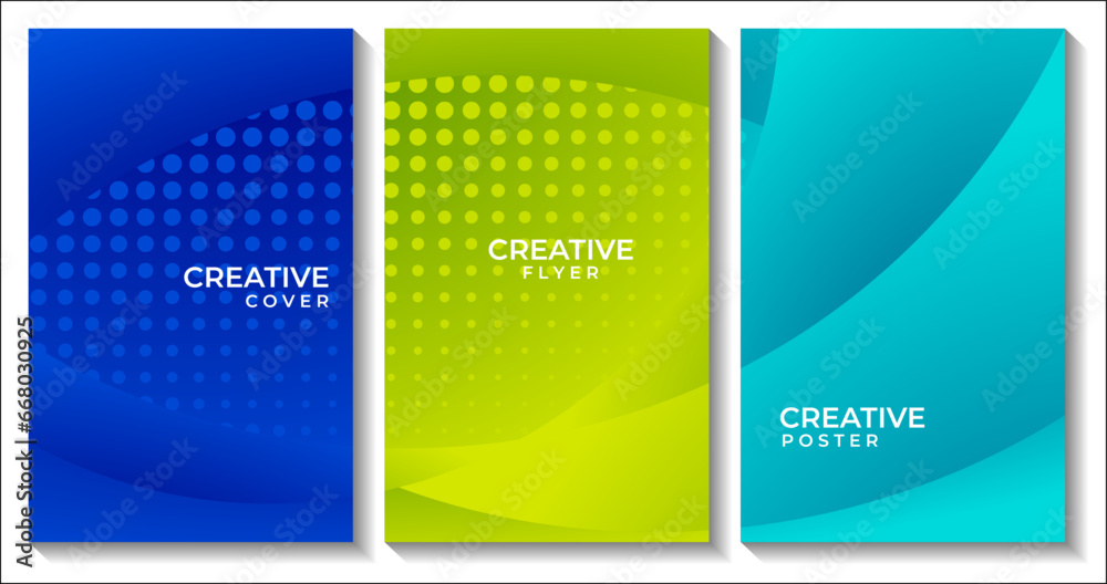 set of colorful flyer with dynamic shape