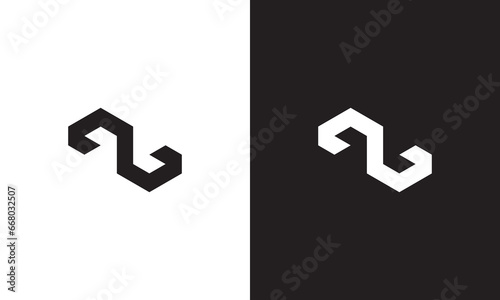 2 logo ambigram, monogram unique logo, black and white logo, premium elegant logo, letter number two Vector
