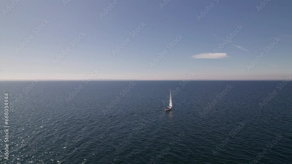 Beautiful Luxury Yacht Sailing On Calm Sea, Cinematic Establishing Shot - Dolly Out Shot