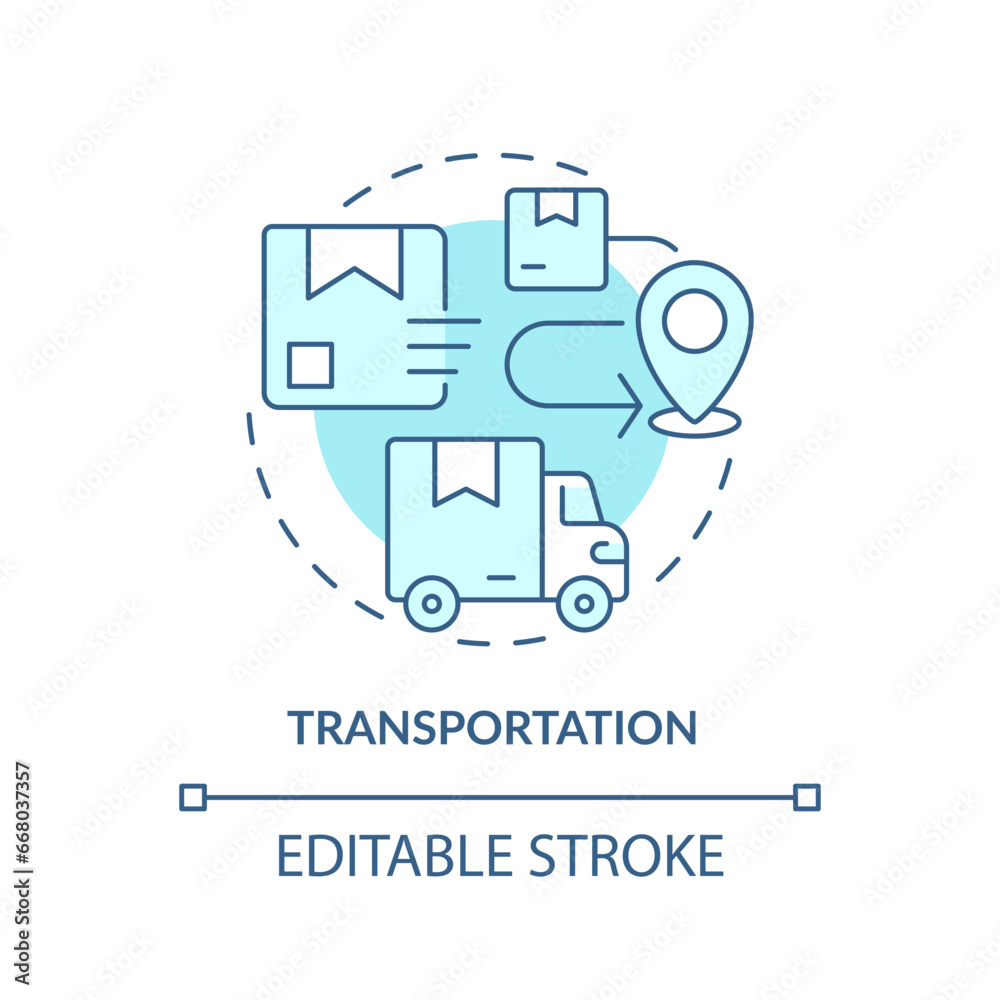 2D editable transportation icon representing moving service, monochromatic isolated vector, blue thin line illustration.