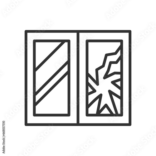 Broken window, linear icon. Line with editable stroke