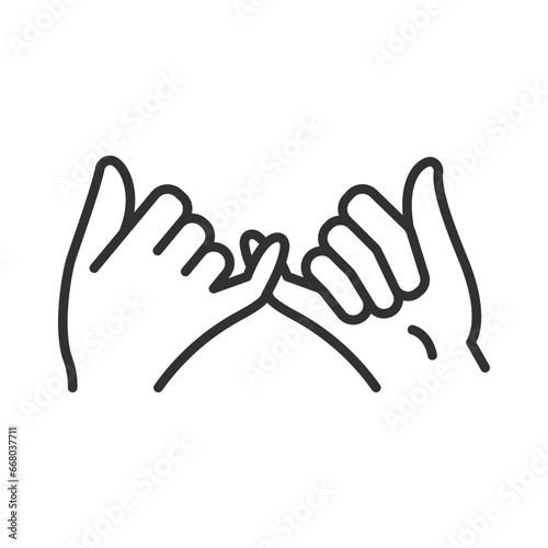 pinky reconciliation, linear icon. Line with editable stroke
