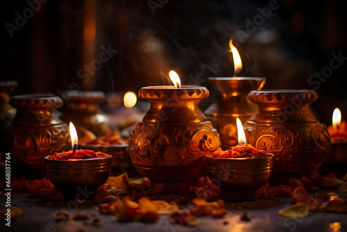 Oil lamps and incense for Diwali