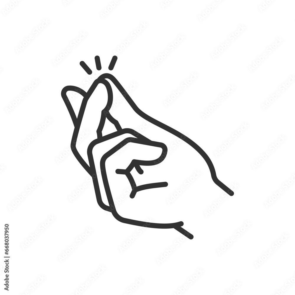 Gesture snapping fingers, linear icon. Line with editable stroke