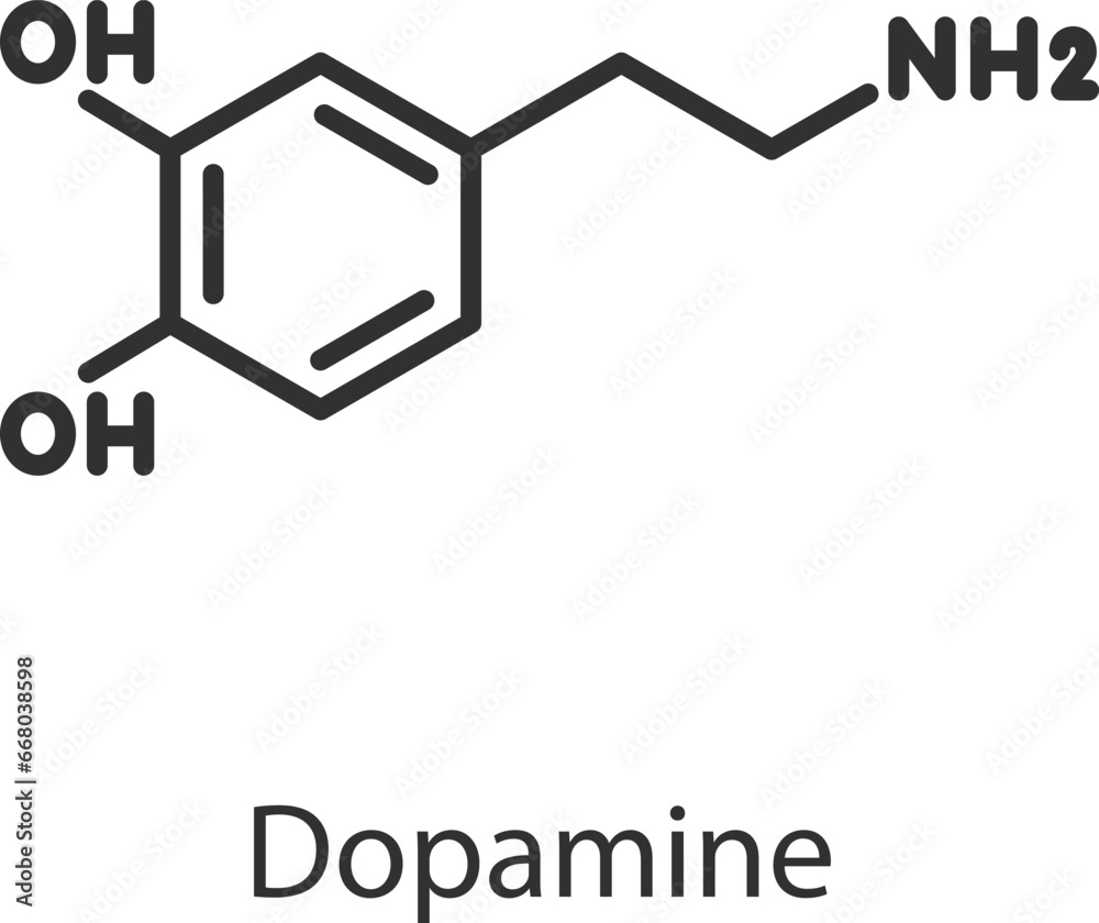 Dopamine hormone. Line with editable stroke Dopamine hormone. Line with editable stroke