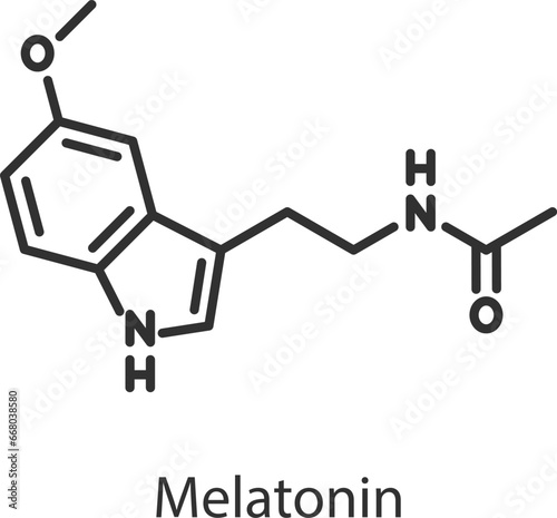 Melatonin hormone. Line with editable stroke