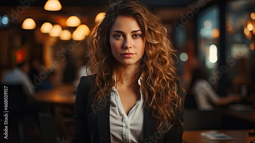 Determined to make it no matter the cost. Shot of an attractive young businesswoman standing alone in the office with her arms folded during a late shift. Generative AI art