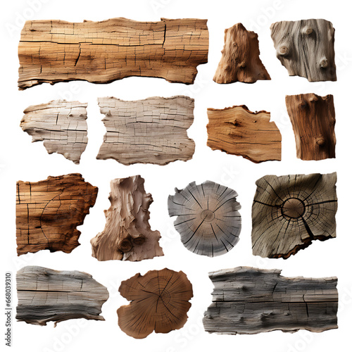 Detailed Tree Bark Varieties on White Transparent Background Isolated on Transparent or White Background, PNG photo