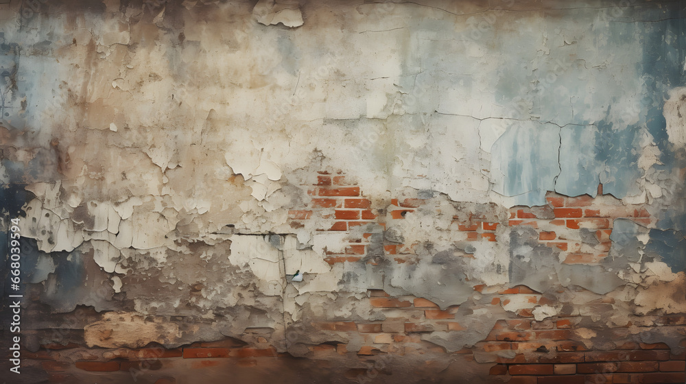 grunge wall background, bricks and pieces of plaster. generative AI. grunge wall background, bricks and pieces of plaster. generative AI.