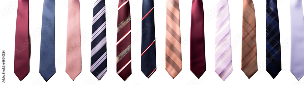 Set of Neatly Folded Men's Neckties Isolated on Transparent or White Background, PNG Set of Neatly Folded Men's Neckties Isolated on Transparent or White Background, PNG