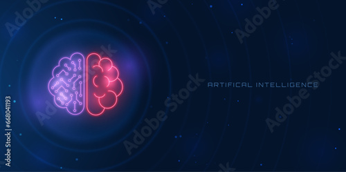 Abstract futuristic background of digital technology and artificial intelligence.