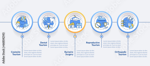 2D medical tourism vector infographics template with line icons, data visualization with 5 steps, process timeline chart.