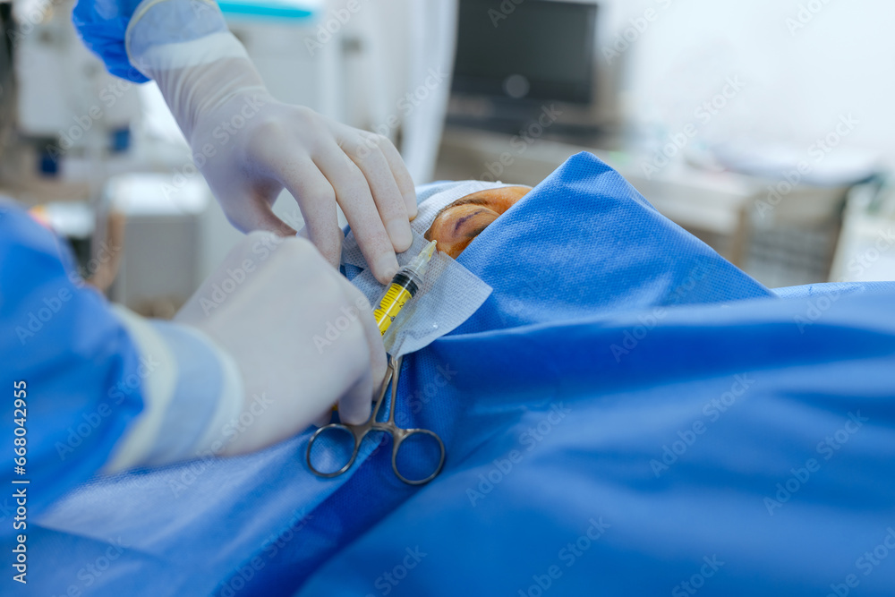 Anesthesia thigh injection before Buccal fat removal. Bisha lumps