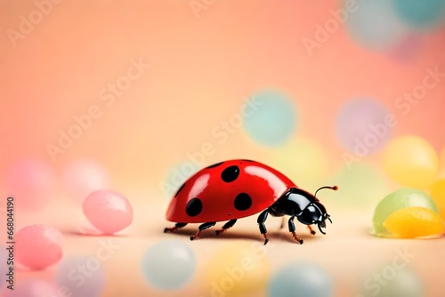 ladybird on a colorful paper background