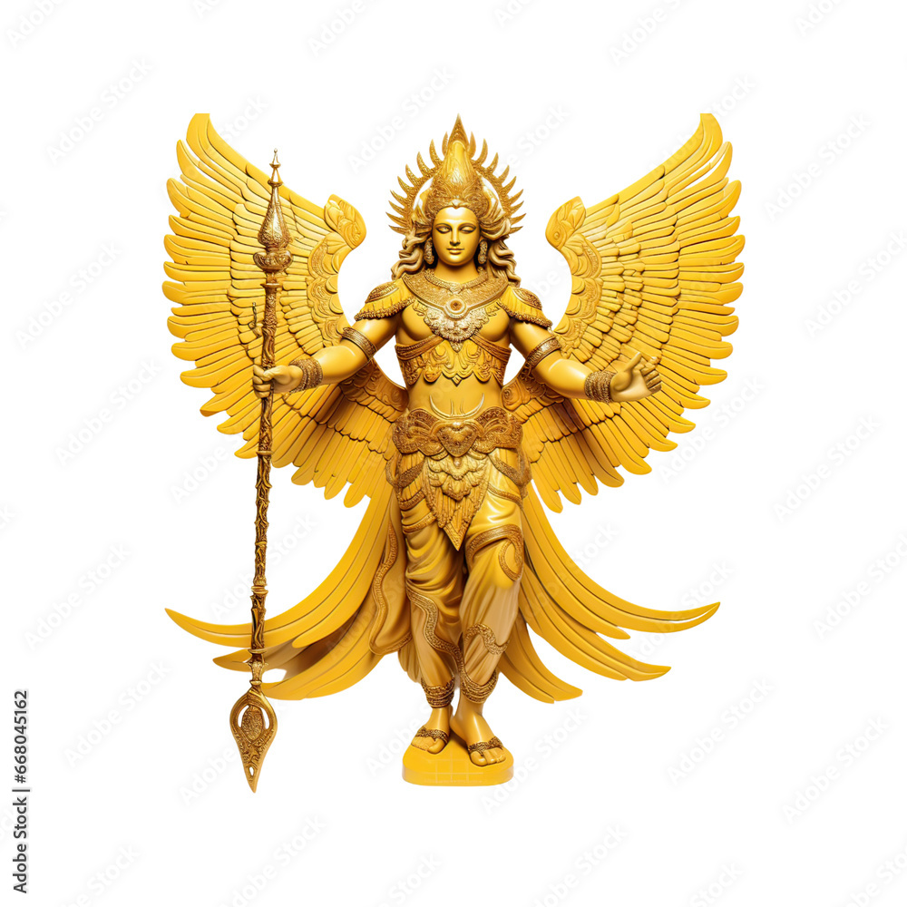 Vishnu, golden color, full body. No shadows, highest details