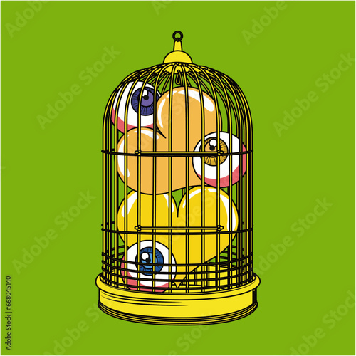 カラフル鳥かご（colorful  birdcage）(ai)