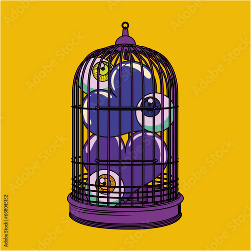 カラフル鳥かご（colorful  birdcage）(ai)