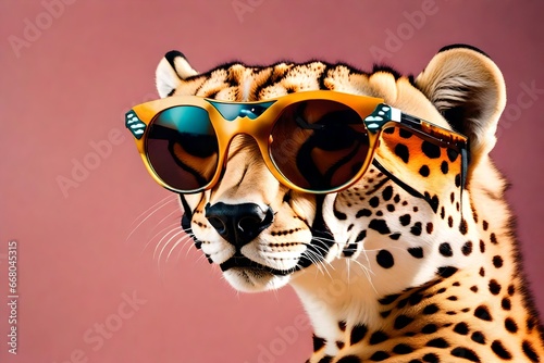 portrait of a tiger with sunglasses