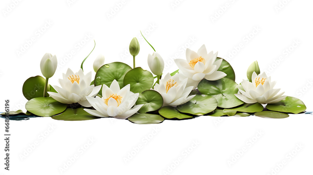 Lily Pads on Transparent Background Isolated on Transparent or White Background, PNG - obrazy, fototapety, plakaty 