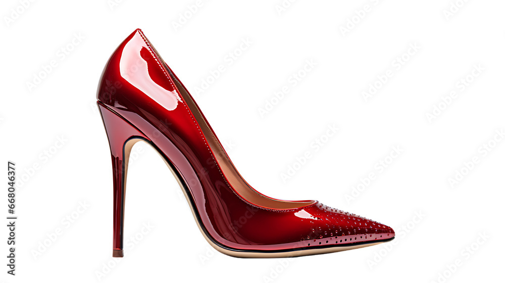 Red Stiletto Shoe on White Background Isolated on Transparent or White Background, PNG Red Stiletto Shoe on White Background Isolated on Transparent or White Background, PNG