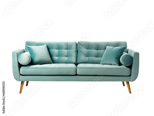 Modern Sofa in a Living Room Setup Isolated on Transparent or White Background, PNG