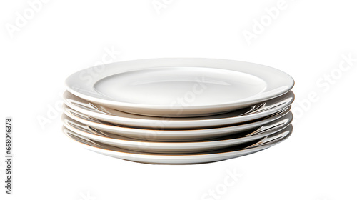 Stack of White Dinner Plates on Transparent Background Isolated on Transparent or White Background, PNG