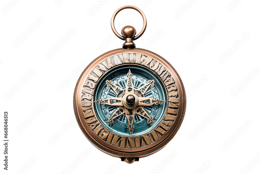 Antique compass with detailed dial isolated on a tranparency background Antique compass with detailed dial isolated on a tranparency background
