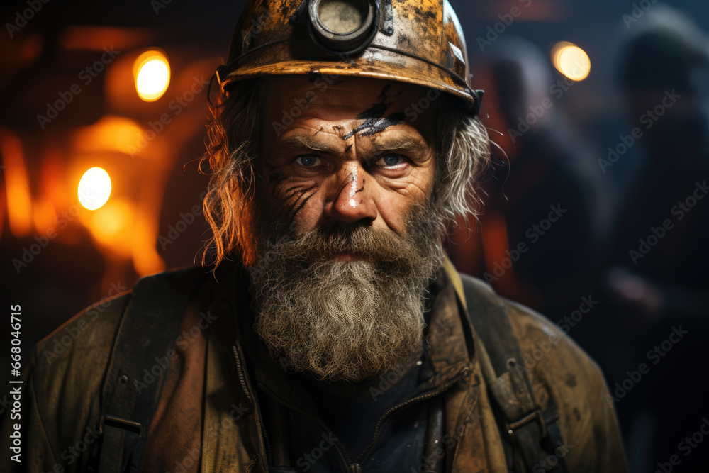 Portrait of a miner with equipment