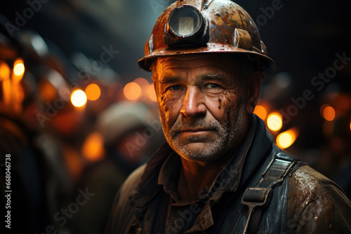 Portrait of a miner with equipment