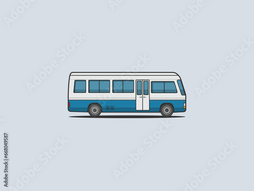 illustration of white bus van minibus isolated on white background retro vintage classic bus model