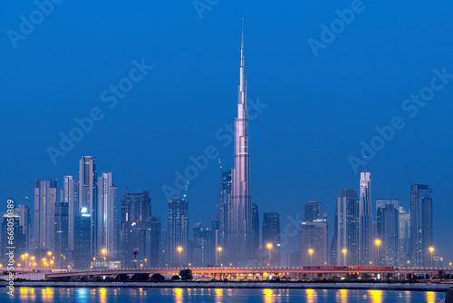 Dubai Marina symbol of Jumeirah beach and Dubai city, United Arab Emirates photo