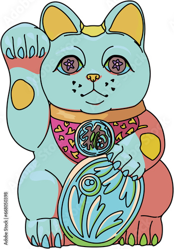 カラフル招き猫（colorful beckoning cat）(PNG)