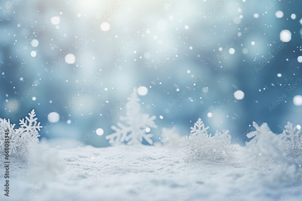  Winter Wonderland Background - Blurry Soft Defocused Bokeh Christmas Backdrop - AI Generated