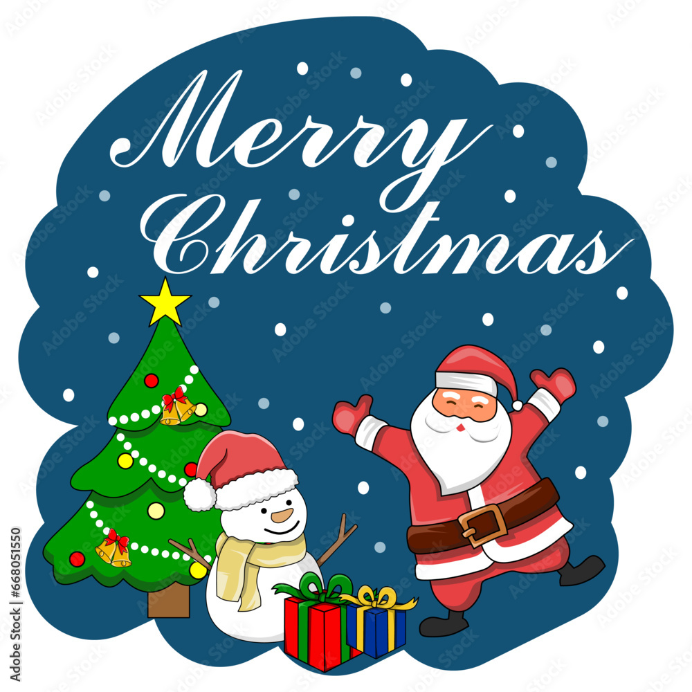 merry christmas greeting card, vector illustration