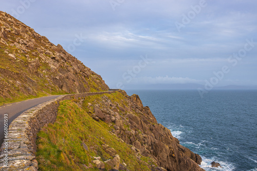 Dingle, Ireland - October 1 2023 "Wild Atlantic Way Scenic Road - Cross at Slea Head"
