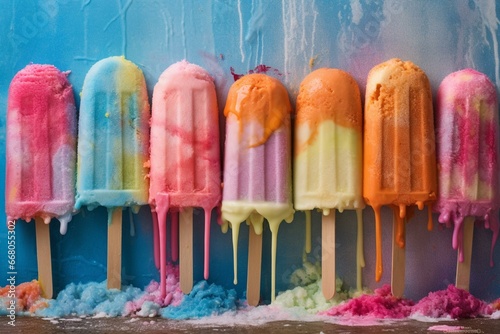 colorful frozen treat. Generative AI © Carter