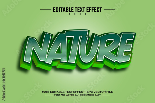 Nature 3D editabel text effect template photo