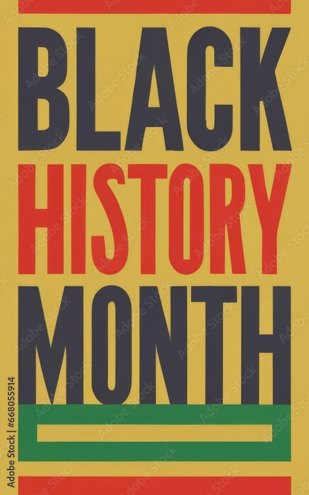 Fototapeta premium Black history month poster with text in pan african flag colors. Water color style illustration