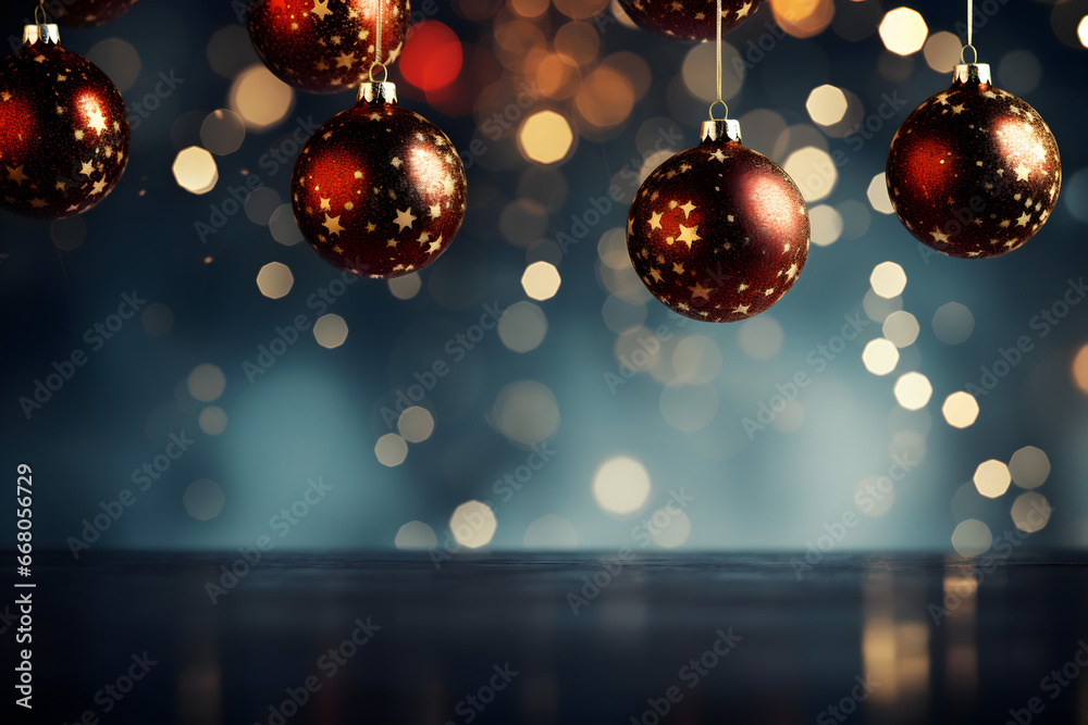 Fototapeta premium christmas tree decorations, santa claus with gifts, snowman in the snow, christmas gift boxes