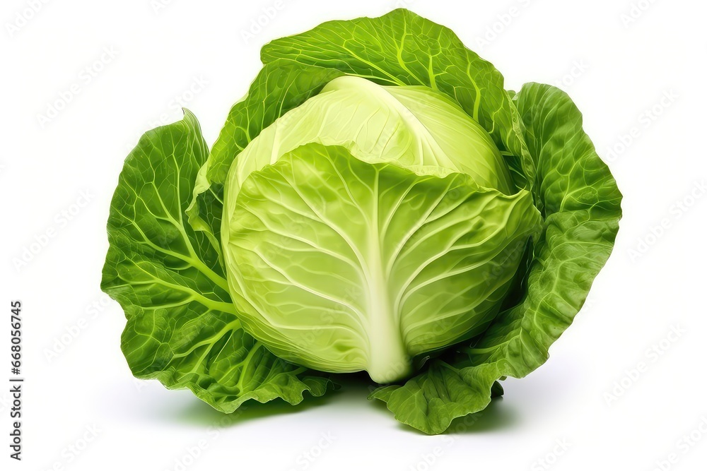 Green Cabbage Isolated On White Background Green Cabbage Isolated On White Background