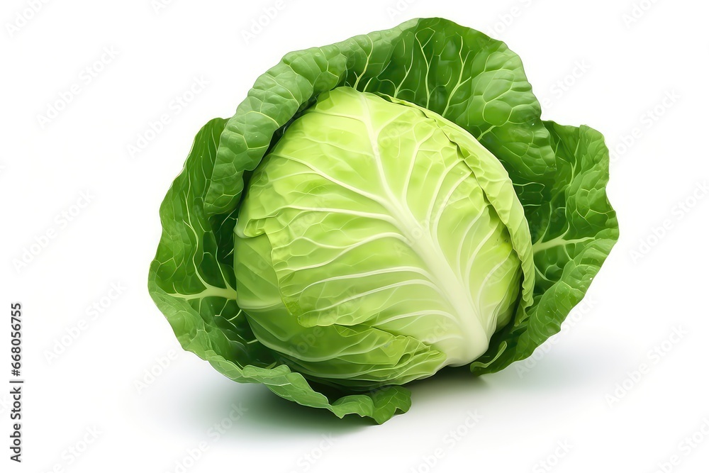 Green Cabbage Isolated On White Background. Сoncept Food Photography, Fresh Produce, Healthy Eating, Vegetable Isolation, Green Cabbage Green Cabbage Isolated On White Background. Сoncept Food Photography, Fresh Produce, Healthy Eating, Vegetable Isolation, Green Cabbage