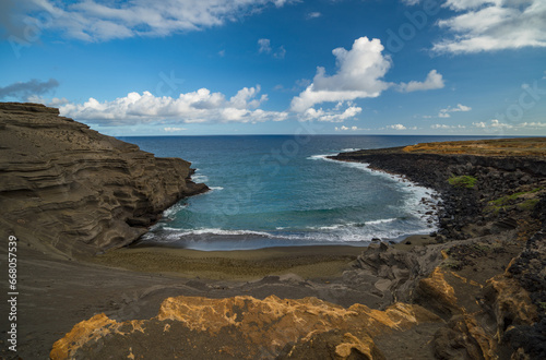 Rock cliffs near Green Sand Beach, Hawaii Island, USA