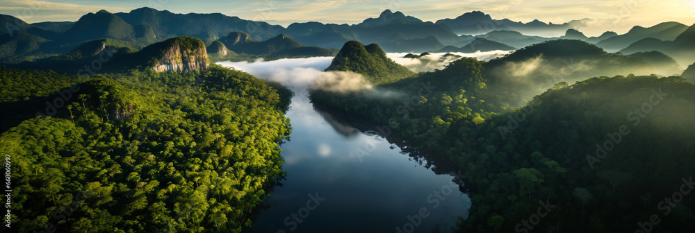 impressive and spectacular rainforest river landscape
