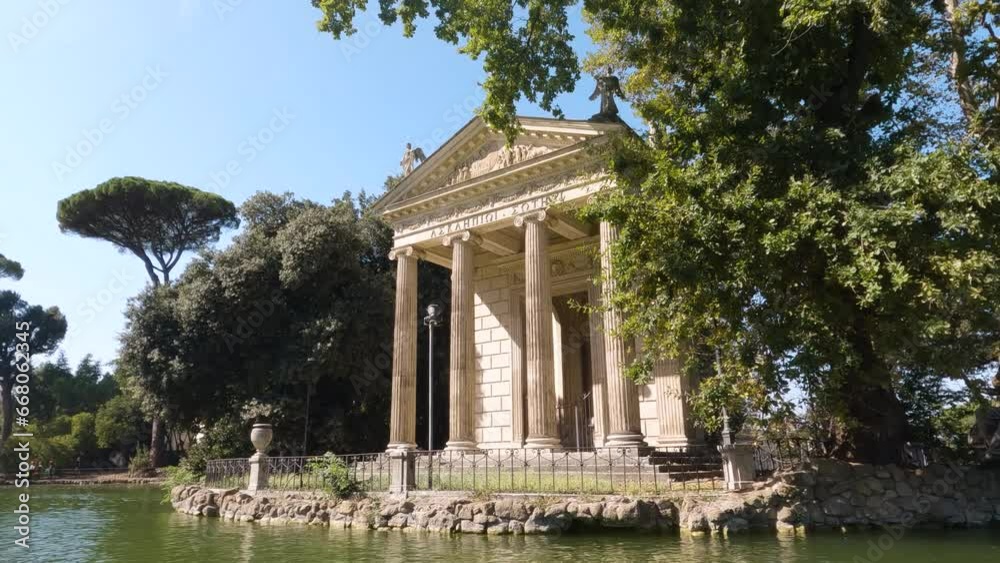 Temple of Aesculapius - Close Up View in Villa Borghese, Rome, Italy Temple of Aesculapius - Close Up View in Villa Borghese, Rome, Italy