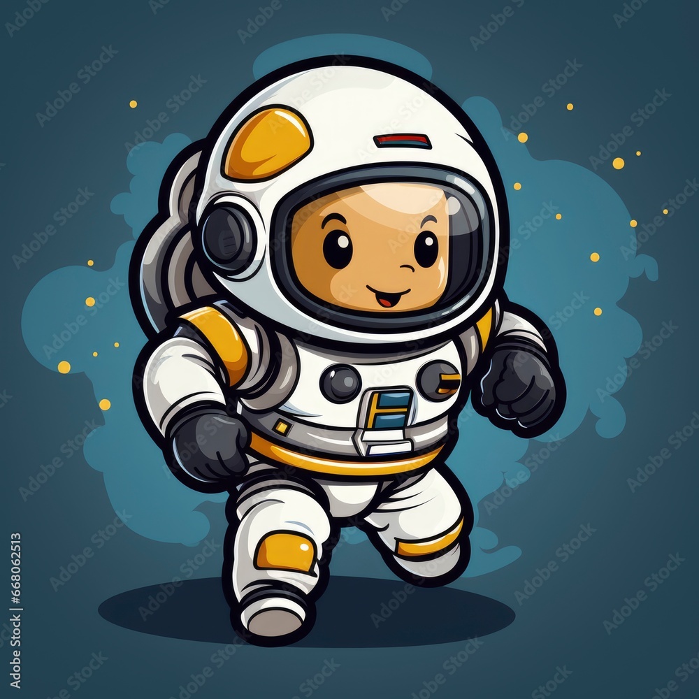 Astronaut Running,Cartoon Illustration, For Printing Astronaut Running,Cartoon Illustration, For Printing