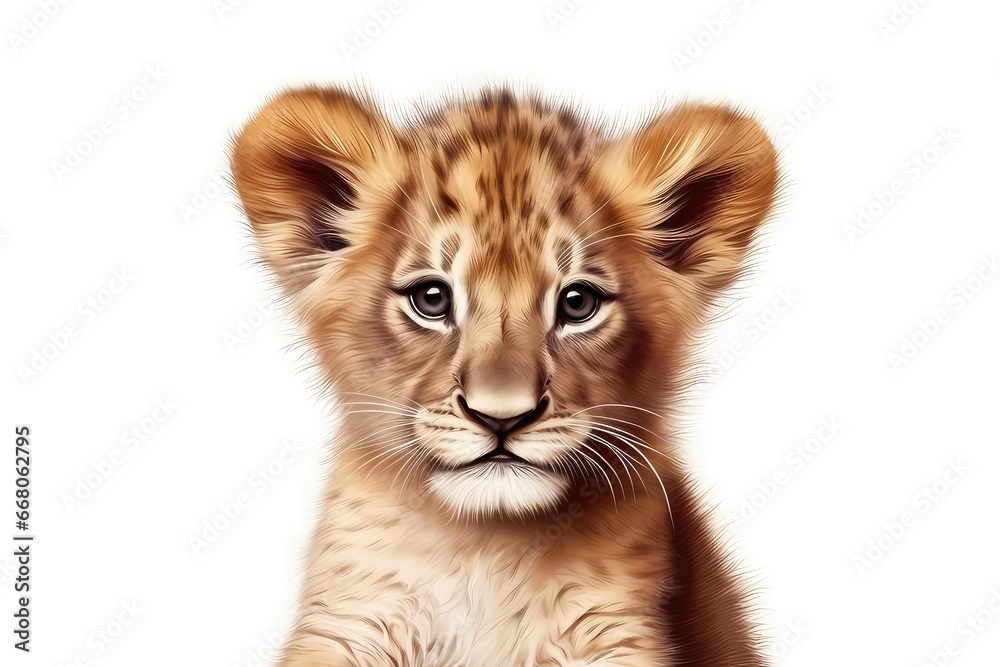 Portrait Of Baby Lion Illustration