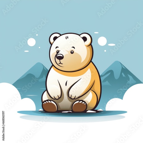 Bear ThinkingIcon  Cartoon Illustration  For Printing