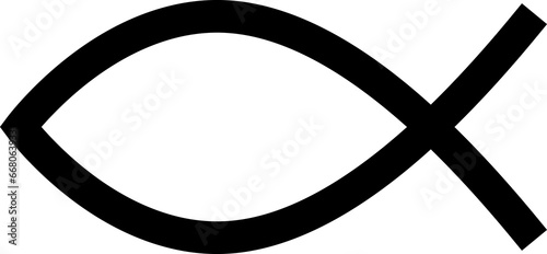 black christian fish symbol on clean page with clean background
